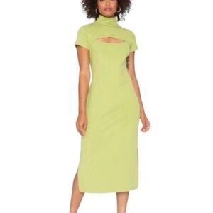 Callahan Lime Green Cutout Midi Dress stretch Revolve M
